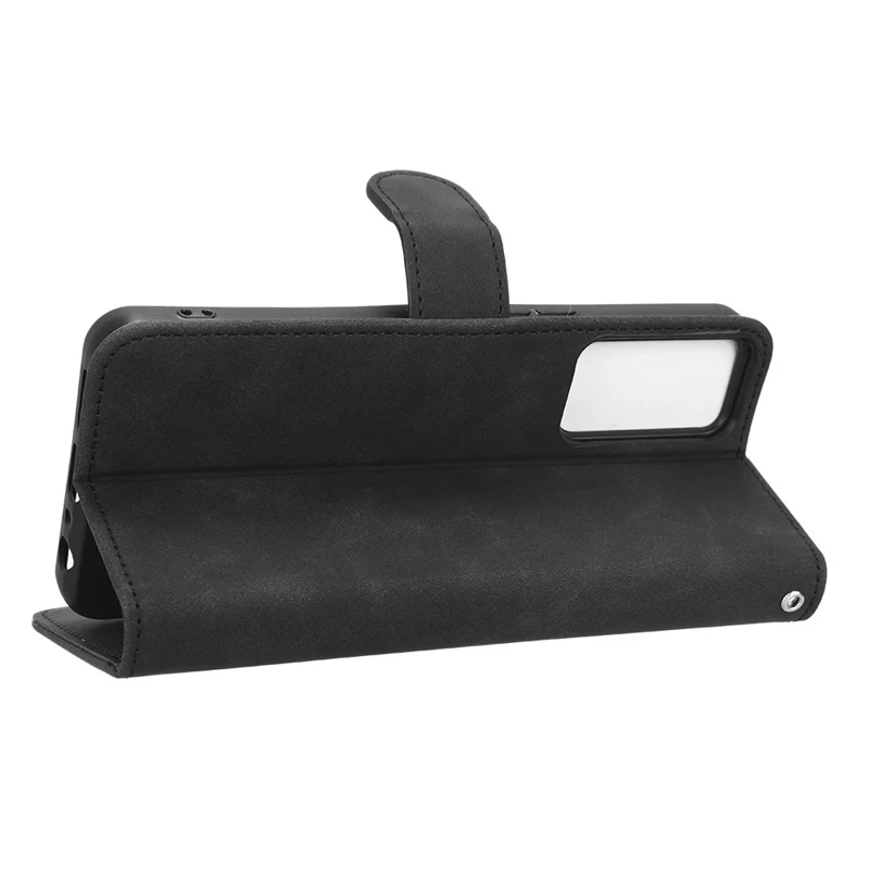 Protective Cell Phone Cover For TCL 40R 5G Skin-Touch Feeling PU Leather Flip Wallet Case Stand - Black