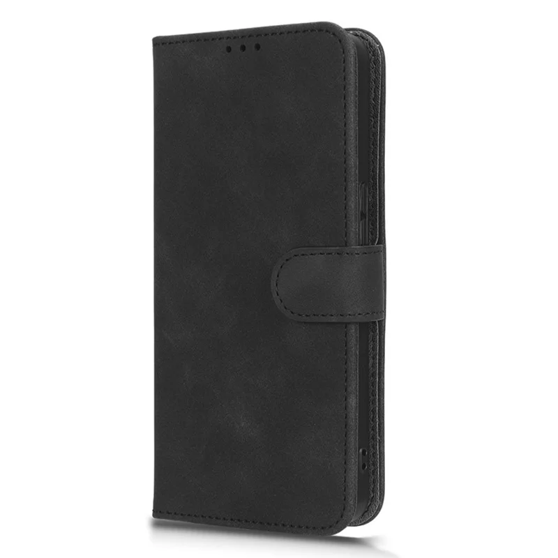 Protective Cell Phone Cover For TCL 40R 5G Skin-Touch Feeling PU Leather Flip Wallet Case Stand - Black