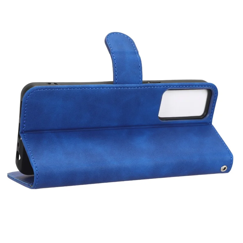 Protective Cell Phone Cover For TCL 40R 5G Skin-Touch Feeling PU Leather Flip Wallet Case Stand - Blue