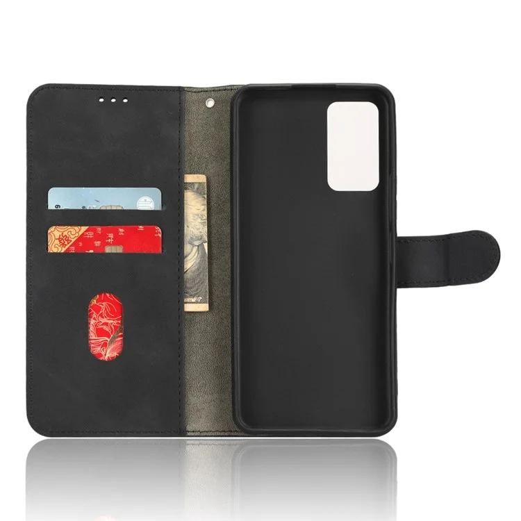 Per TCL 405 Drop-Proof PU Leather Phone Case Foldable Stand Wallet Skin-Touch Feeling Flip Cell Phone Cover Stand - Nero