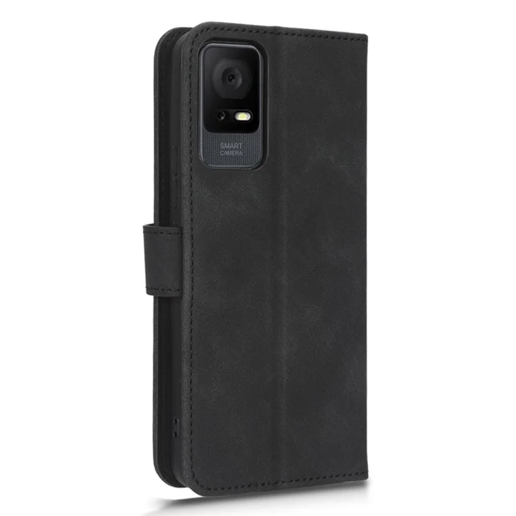 Per TCL 405 Drop-Proof PU Leather Phone Case Foldable Stand Wallet Skin-Touch Feeling Flip Cell Phone Cover Stand - Nero
