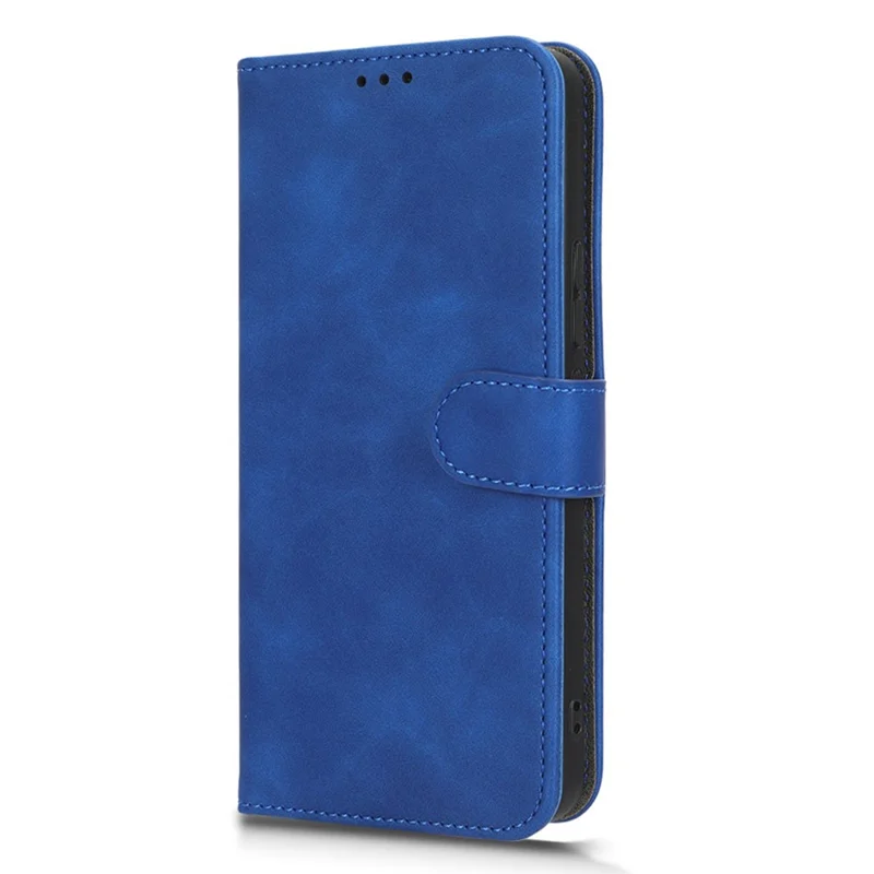 For TCL 405 Drop-Proof PU Leather Phone Case Foldable Stand Wallet Skin-Touch Feeling Flip Cell Phone Cover Stand - Blue