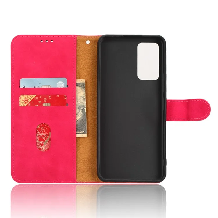 Para TCL 405 Drop-Proof Funda de Teléfono de Piel de PU Plegable Soporte Cartera Sensación de Toque Suave Flip Funda de Teléfono Celular Soporte - Rosa