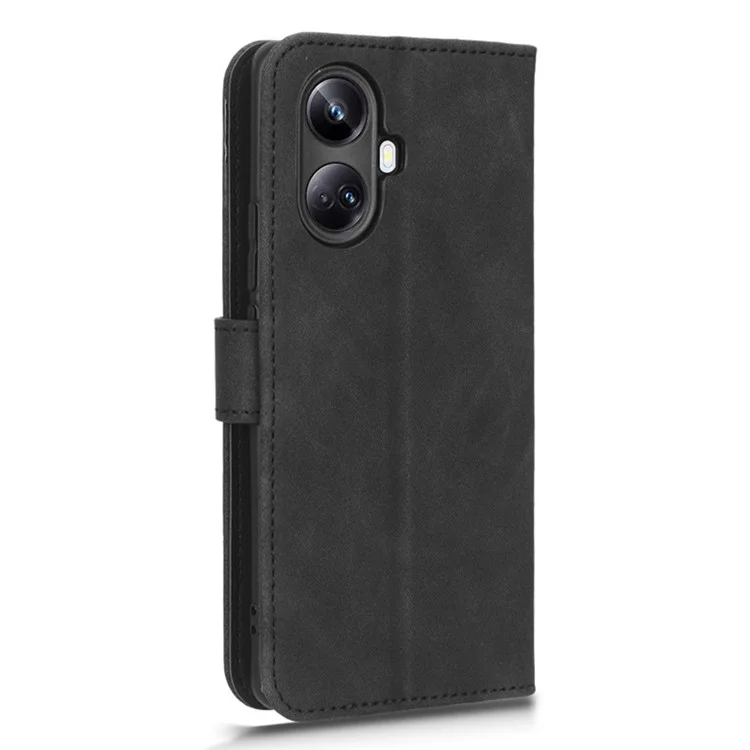 Per Realme 10 Pro+ 5G Skin-Touch Feeling PU Leather Flip Phone Case Drop-Proof Magnetic Clasp Cell Phone Cover Wallet Stand - Nero