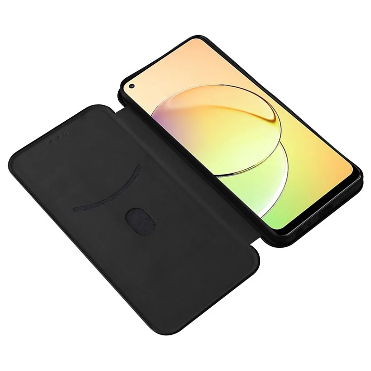 Para Realme 10 4G Anti-Scratch PU Leather Phone Case Magnetic Auto-absorbed Carbon Fiber Texture Card Slot Stand Flip Cover - Negro