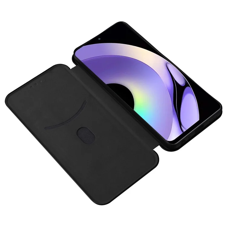 Für Realme 10 Pro 5G Kartensteckplatz Handyhülle Magnetische Autoabsorption Carbon-Faser-Textur PU-Leder Ständer Flip Cover - Schwarz