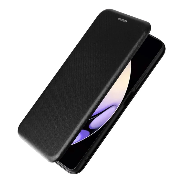 Für Realme 10 Pro 5G Kartensteckplatz Handyhülle Magnetische Autoabsorption Carbon-Faser-Textur PU-Leder Ständer Flip Cover - Schwarz