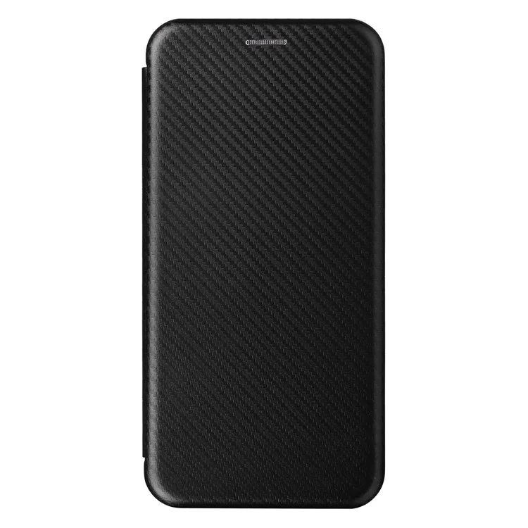 For Oppo A58 5G  Magnetic Auto-absorbed Carbon Fiber Texture PU Leather Phone Case Card Slot Stand Flip Cover - Black