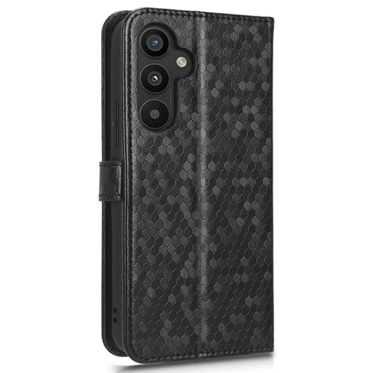 Für Samsung Galaxy A34 5G Dot Pattern Imprinted Phone Cover PU-Leder Stoßfeste Wallet Stand Cover mit Riemen - Schwarz