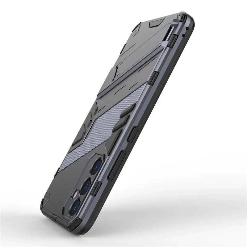 For Samsung Galaxy A34 5G Phone Case, Kickstand Dual-Layer Design Soft TPU Hard PC Phone Back Cover - Grey