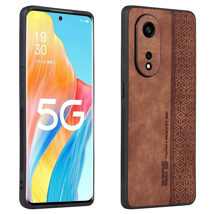 AZNS para Oppo A1 Pro 5G / Reno8 T 5G Capa de Telefone à Prova de Choques com Padrão Impresso - Marrom