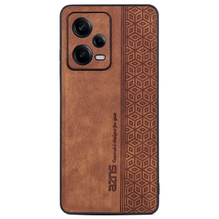 AZNS для Xiaomi Redmi Note 12 Pro+ 5G Imprinted Pattern Чехол для телефона, ударопрочный, из кожи PU с покрытием TPU - коричневый
