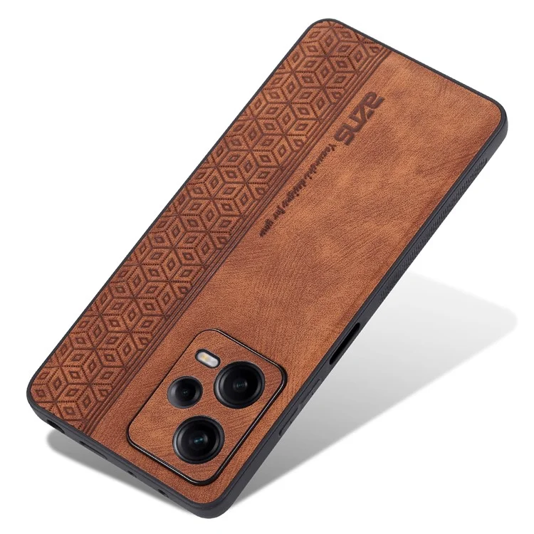 AZNS для Xiaomi Redmi Note 12 Pro+ 5G Imprinted Pattern Чехол для телефона, ударопрочный, из кожи PU с покрытием TPU - коричневый
