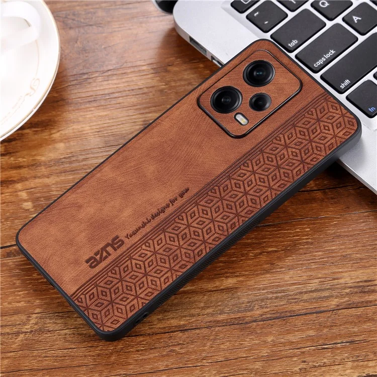 AZNS для Xiaomi Redmi Note 12 Pro+ 5G Imprinted Pattern Чехол для телефона, ударопрочный, из кожи PU с покрытием TPU - коричневый