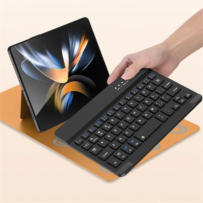 GKK For Folding Phone PU Leather Stand Protective Case Detachable Wireless Bluetooth-compatible Keyboard with Stylus Pen and Mouse - Green