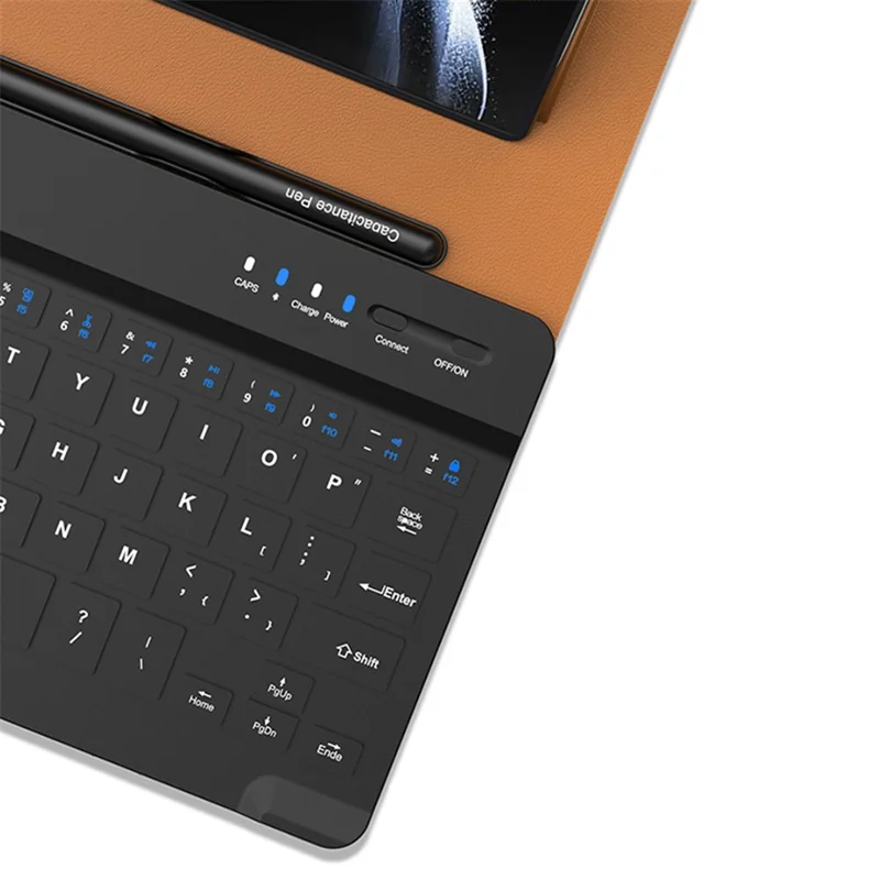 GKK For Folding Phone PU Leather Stand Protective Case Detachable Wireless Bluetooth-compatible Keyboard with Stylus Pen and Mouse - Brown