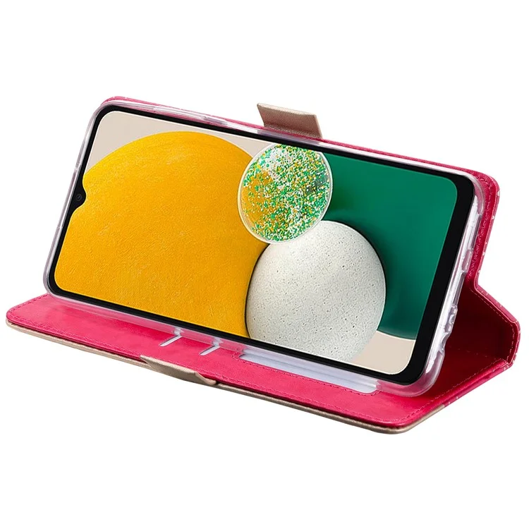 Per Samsung Galaxy A54 5G Zipper Wallet Phone Case Lace Flower Pattern PU Leather Phone Stand Cover with Bowknot Wrist Strap - Rose