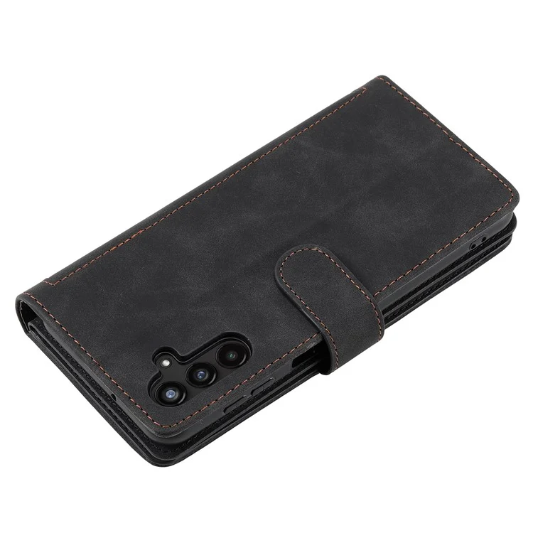 Para Samsung Galaxy A54 5G Zipper Pocket Anti-Scratch Cell Phone Case PU Leather+TPU Phone Shell Phone Cover with 9 Card Slots - Black