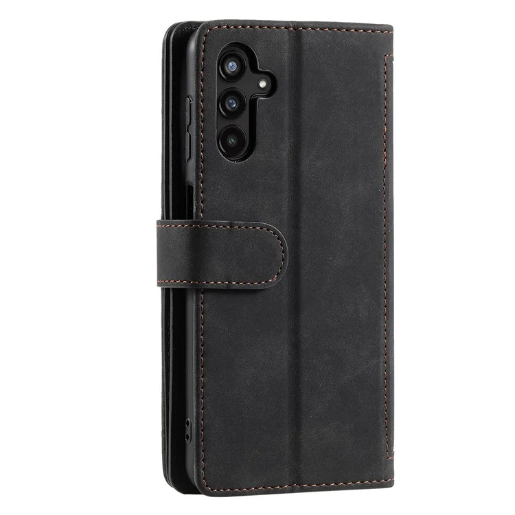 Para Samsung Galaxy A54 5G Zipper Pocket Anti-Scratch Cell Phone Case PU Leather+TPU Phone Shell Phone Cover with 9 Card Slots - Black