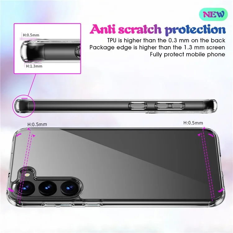 For Samsung Galaxy S23+ High Transparency Phone Case Hard Acrylic Back TPU Frame Protective Cover