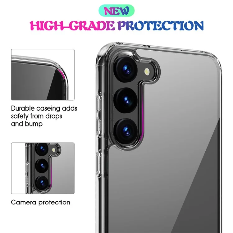 For Samsung Galaxy S23+ High Transparency Phone Case Hard Acrylic Back TPU Frame Protective Cover