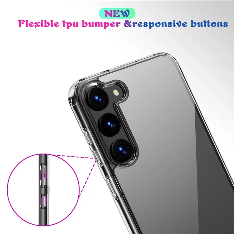 For Samsung Galaxy S23+ High Transparency Phone Case Hard Acrylic Back TPU Frame Protective Cover