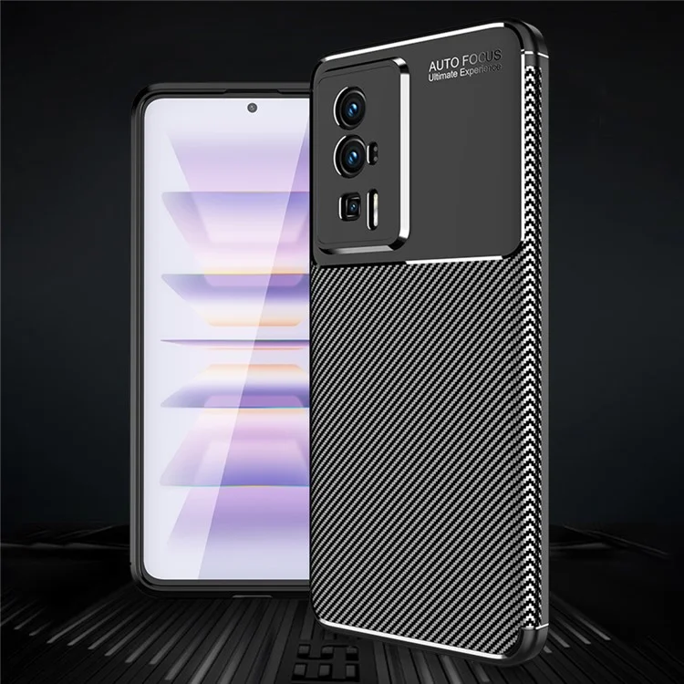 Pour Xiaomi Poco F5 Pro 5G / Redmi K60 Pro 5G / K60 5G Housse de téléphone avec texture fibre de carbone Anti-rayures Flexible TPU Housse de protection
