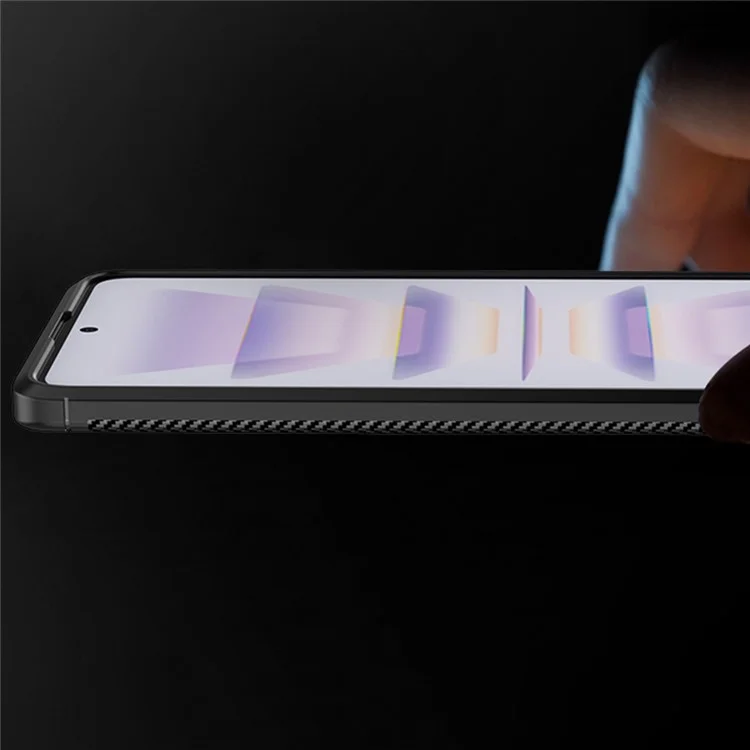 Pour Xiaomi Poco F5 Pro 5G / Redmi K60 Pro 5G / K60 5G Housse de téléphone avec texture fibre de carbone Anti-rayures Flexible TPU Housse de protection