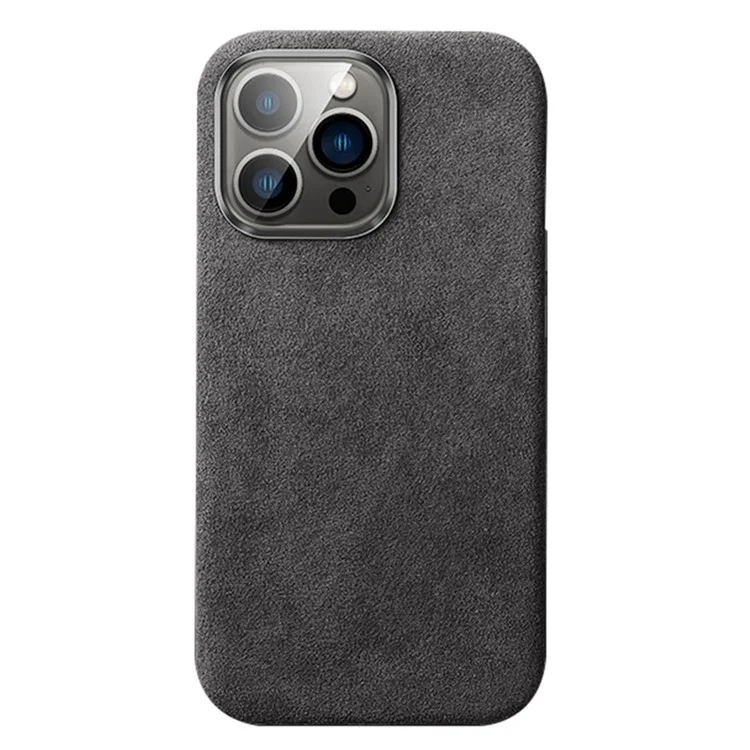 Pour iPhone 12 / 12 Pro 6.1 pouces Coque arrière, Compatible avec MagSafe Résistant aux rayures Revêtement en suède PC Boîtier de téléphone avec boutons en métal - Noir