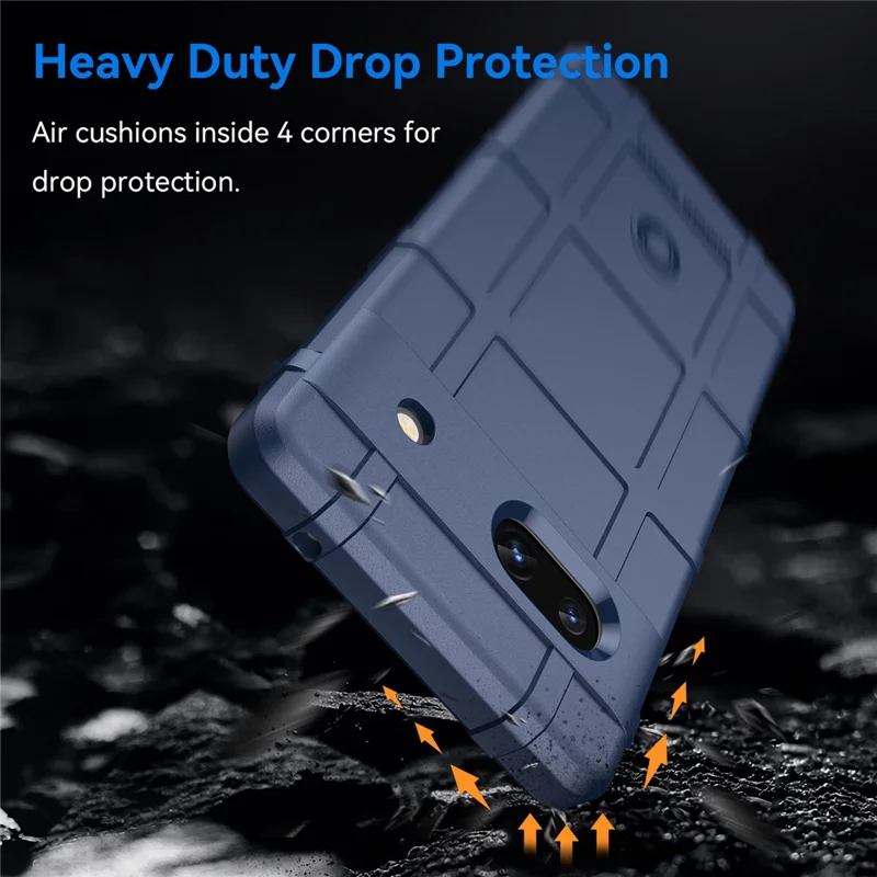 For Google Pixel 7a Phone Case Rugged Square Grid Texture Drop Protection Soft TPU Back Cover - Blue