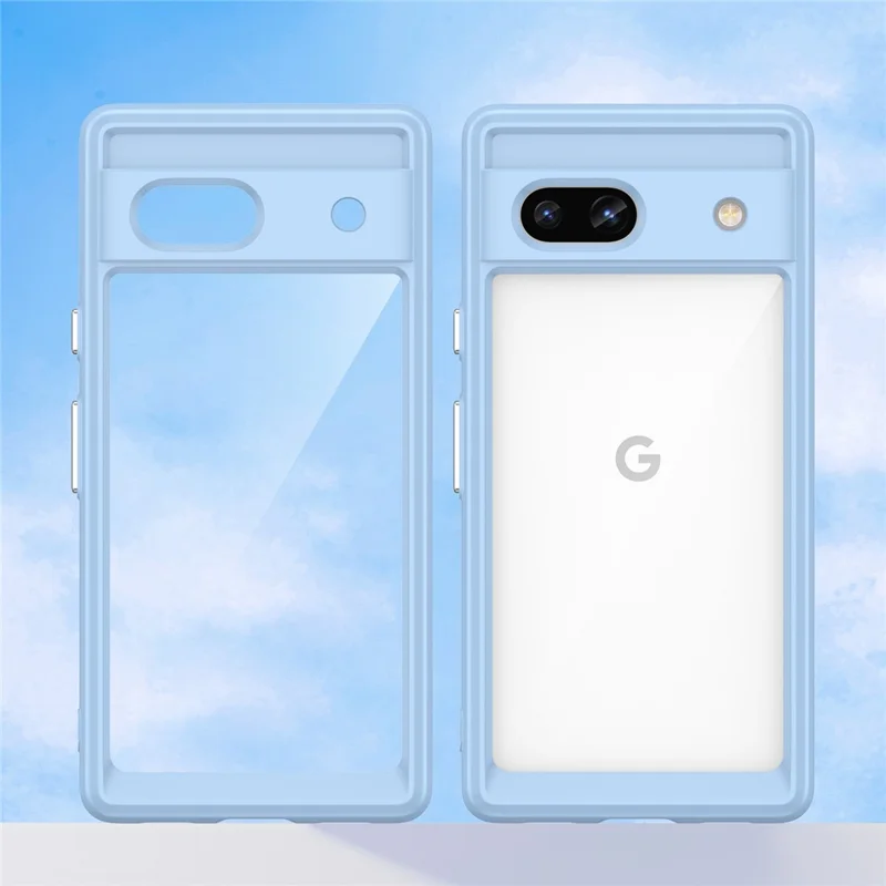 For Google Pixel 7a Phone Case, TPU Bumper+Acrylic Back Shell Shock-absorbing Protective Cover - Blue