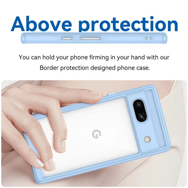 For Google Pixel 7a Phone Case, TPU Bumper+Acrylic Back Shell Shock-absorbing Protective Cover - Blue