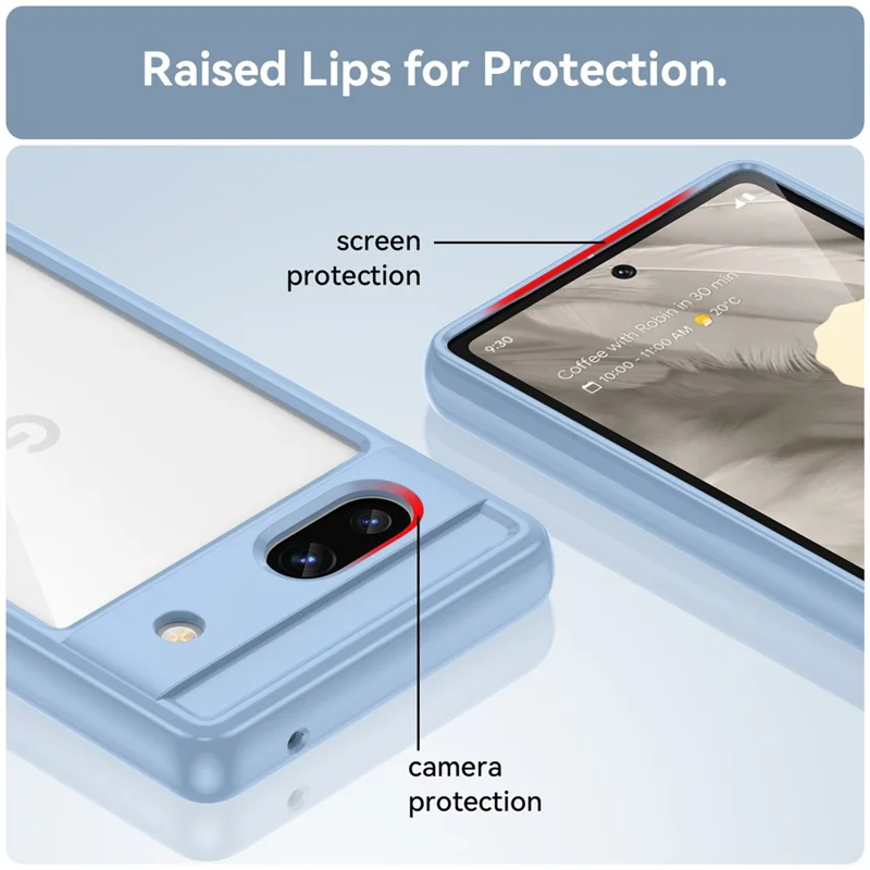 For Google Pixel 7a Phone Case, TPU Bumper+Acrylic Back Shell Shock-absorbing Protective Cover - Blue