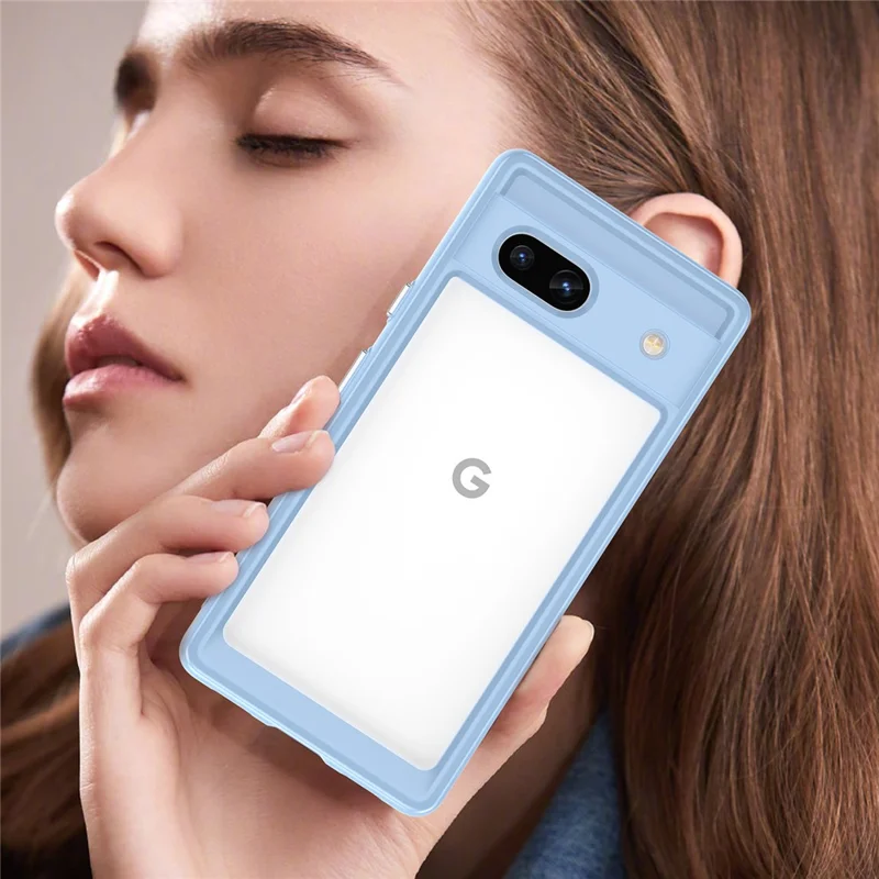 For Google Pixel 7a Phone Case, TPU Bumper+Acrylic Back Shell Shock-absorbing Protective Cover - Blue
