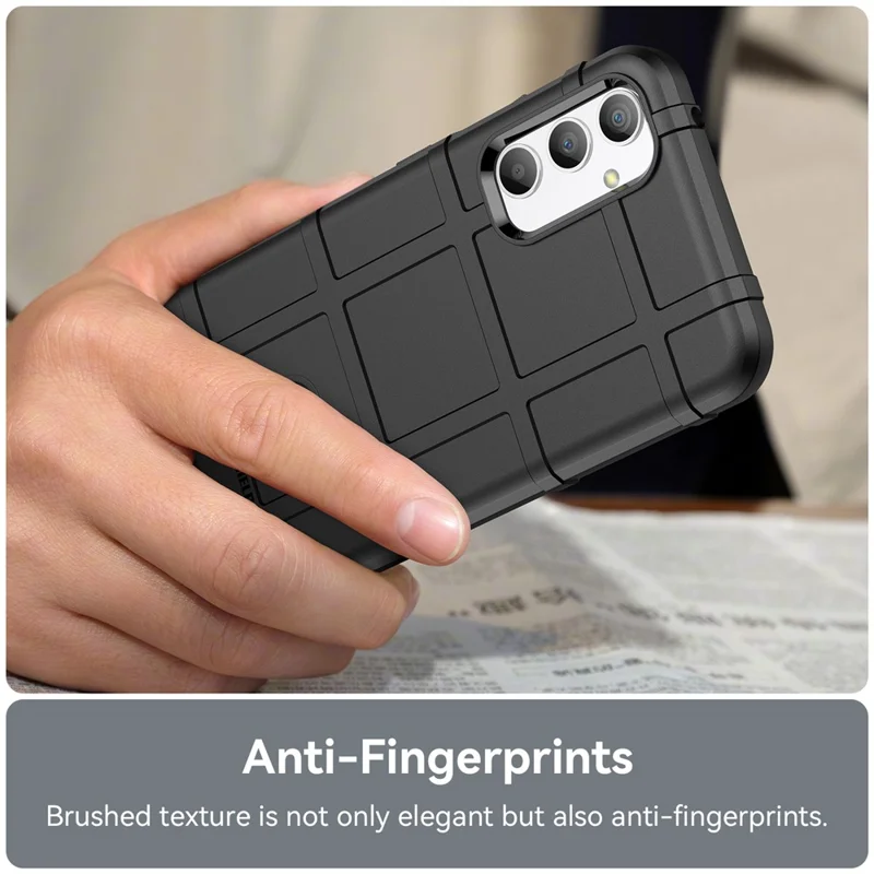Capa de Telefone para Samsung Galaxy A34 5G, Textura Quadriculada Rústica à Prova de Choques Capa Traseira Macia de TPU - Preta
