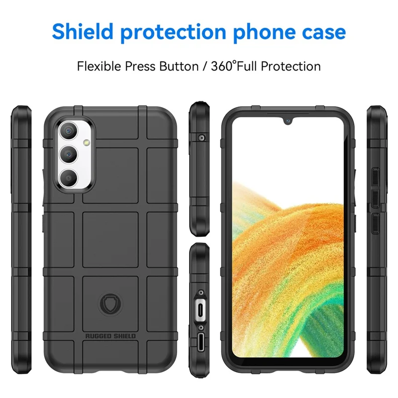 Capa de Telefone para Samsung Galaxy A34 5G, Textura Quadriculada Rústica à Prova de Choques Capa Traseira Macia de TPU - Preta