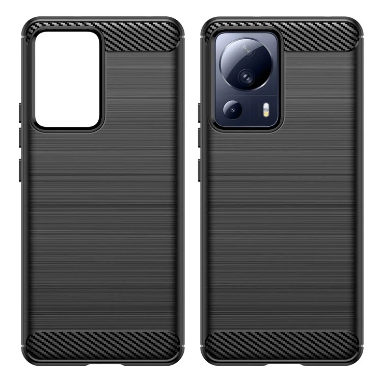 Para Xiaomi 13 Lite / Civi 2 5G Carcasa de teléfono móvil protectora de textura de fibra de carbono TPU a prueba de golpes con acabado cepillado - Negro