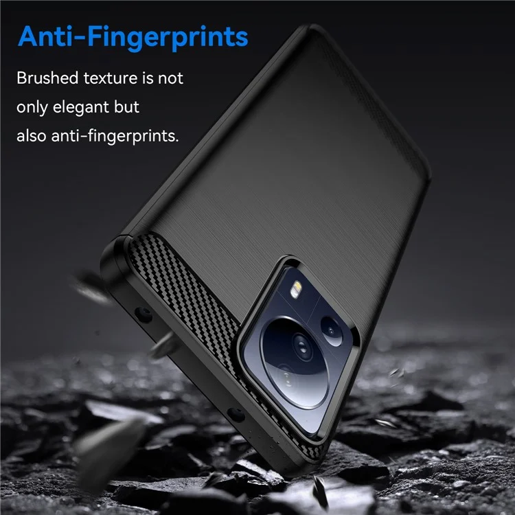 Para Xiaomi 13 Lite / Civi 2 5G Carcasa de teléfono móvil protectora de textura de fibra de carbono TPU a prueba de golpes con acabado cepillado - Negro