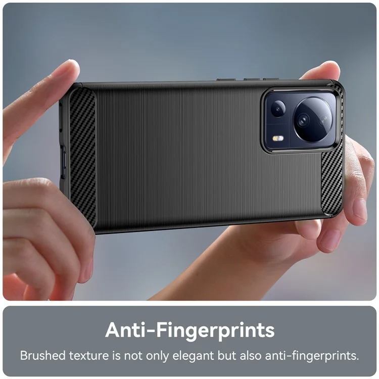 Para Xiaomi 13 Lite / Civi 2 5G Carcasa de teléfono móvil protectora de textura de fibra de carbono TPU a prueba de golpes con acabado cepillado - Negro
