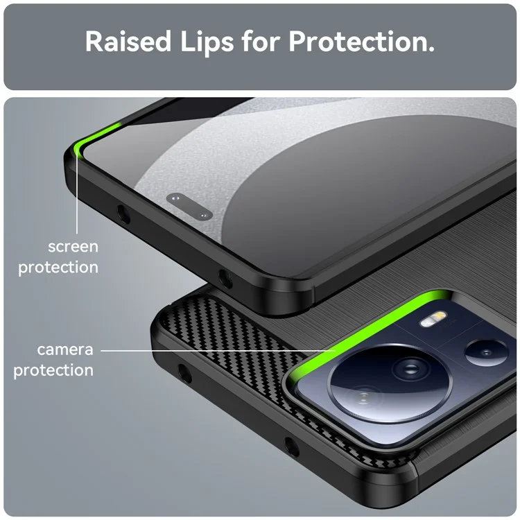 Para Xiaomi 13 Lite / Civi 2 5G Carcasa de teléfono móvil protectora de textura de fibra de carbono TPU a prueba de golpes con acabado cepillado - Negro