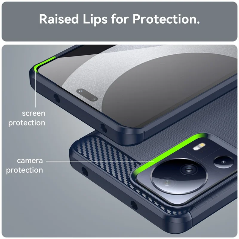 Für Xiaomi 13 Lite / Civi 2 5G Kohlefaser-Textur TPU-Schutzabdeckung Stoßfest gebürstet Handyhülle - Blau