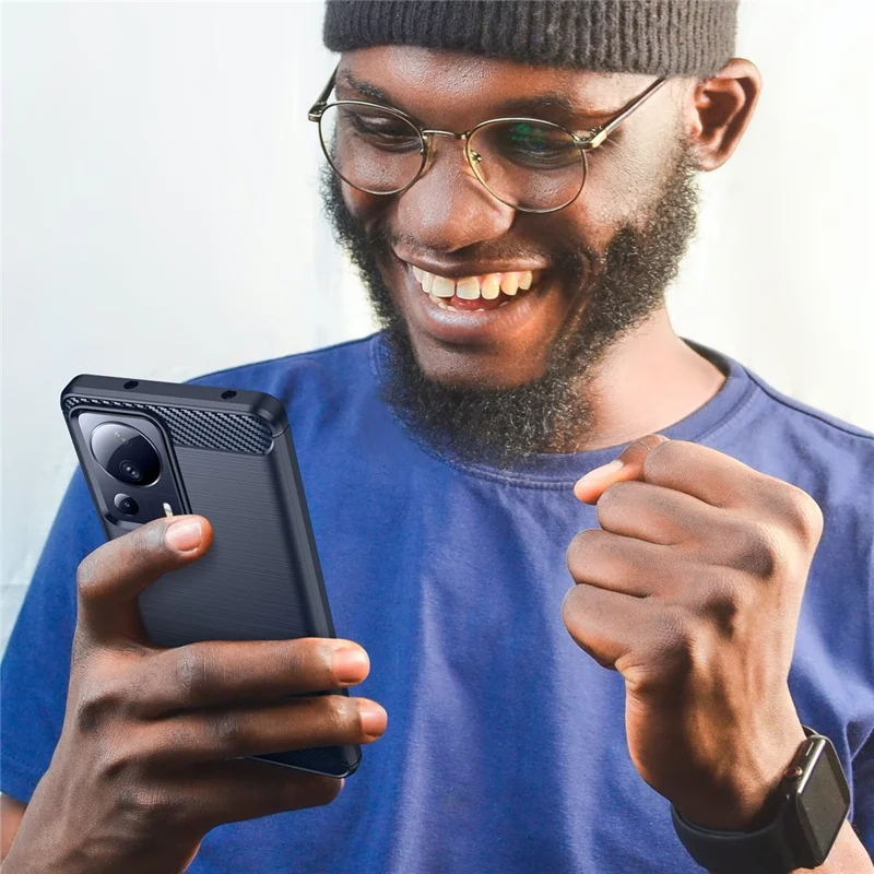 Für Xiaomi 13 Lite / Civi 2 5G Kohlefaser-Textur TPU-Schutzabdeckung Stoßfest gebürstet Handyhülle - Blau