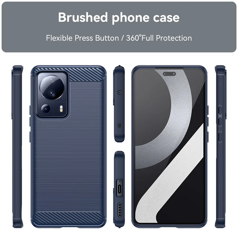 Für Xiaomi 13 Lite / Civi 2 5G Kohlefaser-Textur TPU-Schutzabdeckung Stoßfest gebürstet Handyhülle - Blau