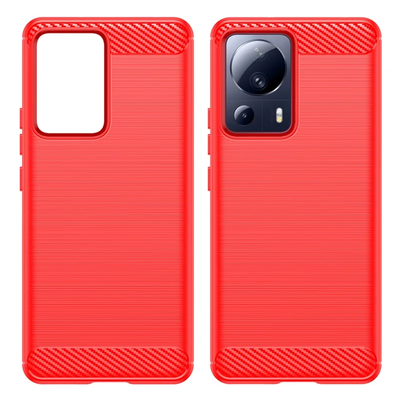 For Xiaomi 13 Lite / Civi 2 5G Carbon Fiber Texture TPU Protective Phone Cover Bump Proof Brushed Mobile Phone Case - Red