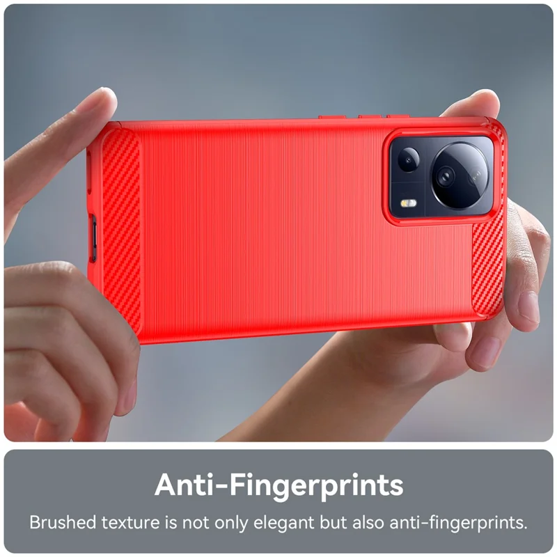 For Xiaomi 13 Lite / Civi 2 5G Carbon Fiber Texture TPU Protective Phone Cover Bump Proof Brushed Mobile Phone Case - Red