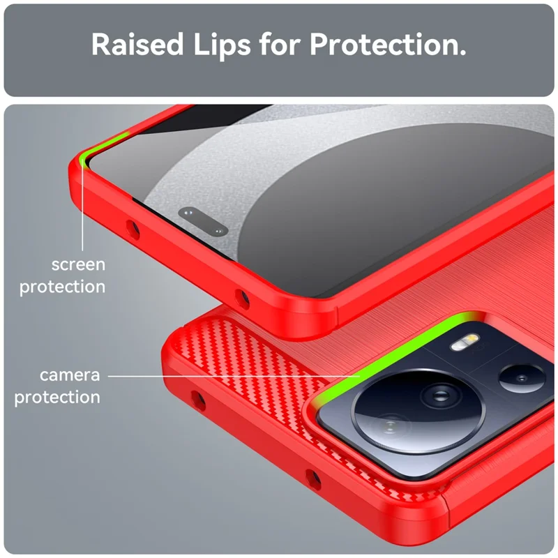For Xiaomi 13 Lite / Civi 2 5G Carbon Fiber Texture TPU Protective Phone Cover Bump Proof Brushed Mobile Phone Case - Red