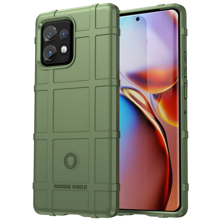 Phone Case for Motorola Moto X40 5G / Edge+ (2023) / Edge 40 Pro 5G Fall Proof Rugged Square Grid Texture Shockproof Soft TPU Back Cover - Green