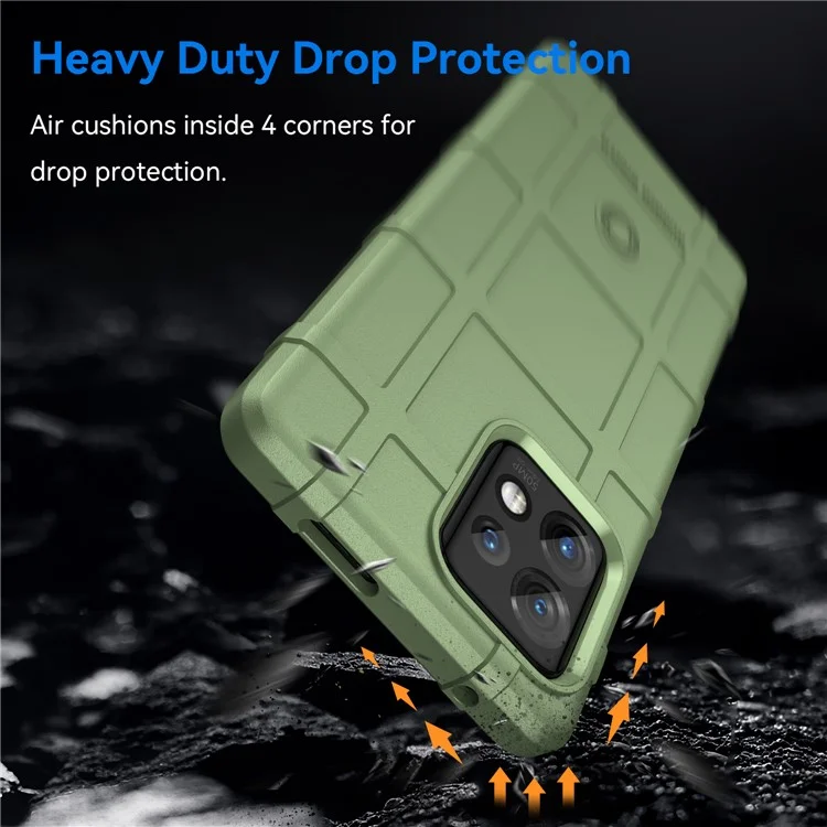 Phone Case for Motorola Moto X40 5G / Edge+ (2023) / Edge 40 Pro 5G Fall Proof Rugged Square Grid Texture Shockproof Soft TPU Back Cover - Green