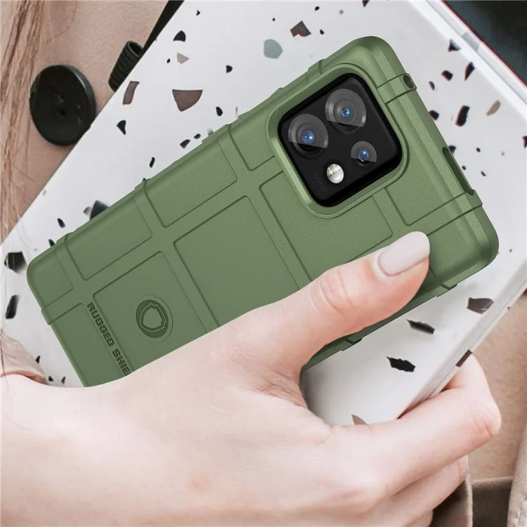 Phone Case for Motorola Moto X40 5G / Edge+ (2023) / Edge 40 Pro 5G Fall Proof Rugged Square Grid Texture Shockproof Soft TPU Back Cover - Green
