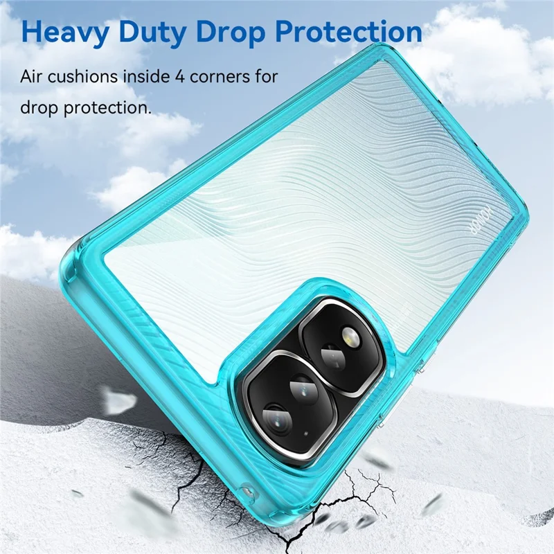 For Honor 80 Pro 5G Phone Case, TPU Bumper+Acrylic Back Shell Anti-fall Protective Cover - Transparent Blue
